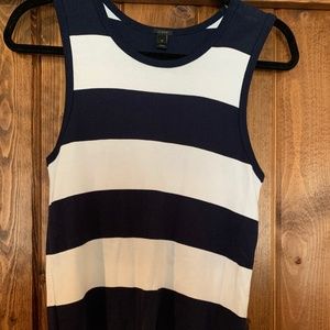 JCREW navy and white slim tank top size M